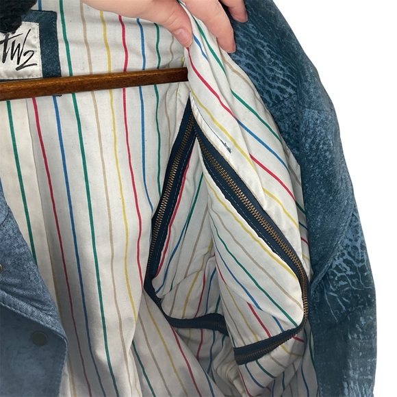 Vintage 90s TWZ Jacket & Pant set lamb Leather and Denim - Picture 6 of 10